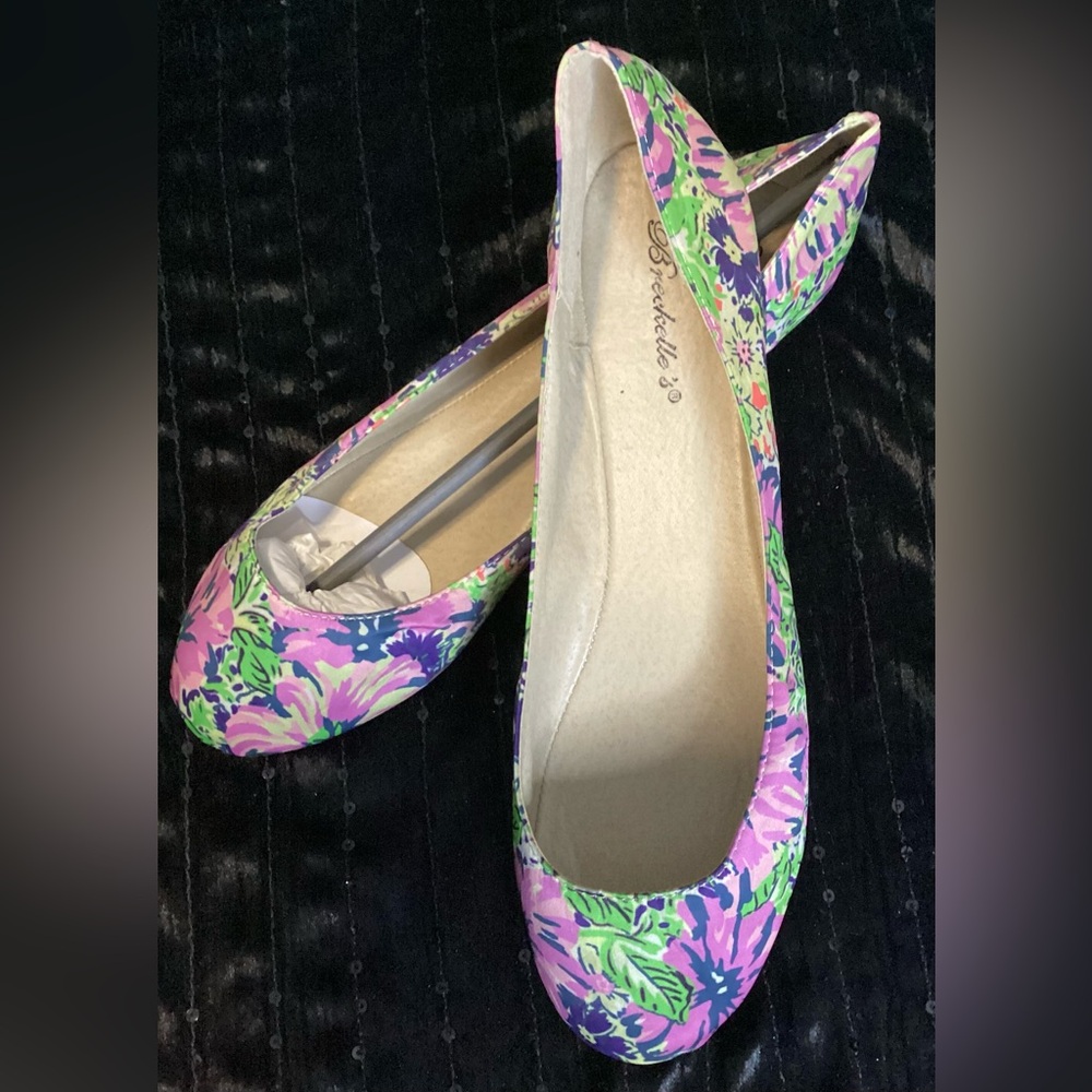 Breckelles Floral Flats - Purple, Green, and Blue 11